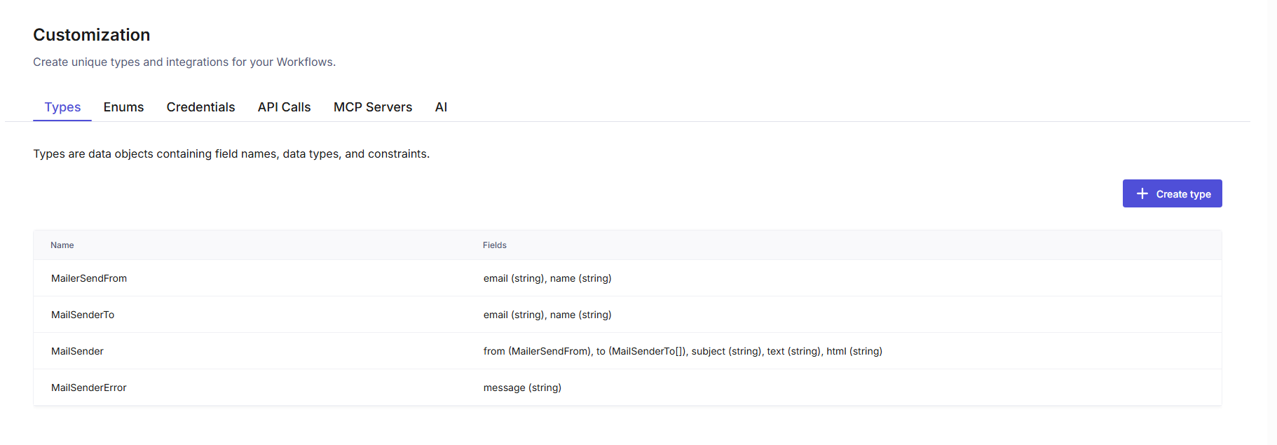 Manage Secure Credentials and Custom Types used across all your external integrations.